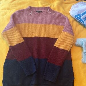 Staccato Pink Yellow Burgundy Blue Knit Sweater Womens s small stripe